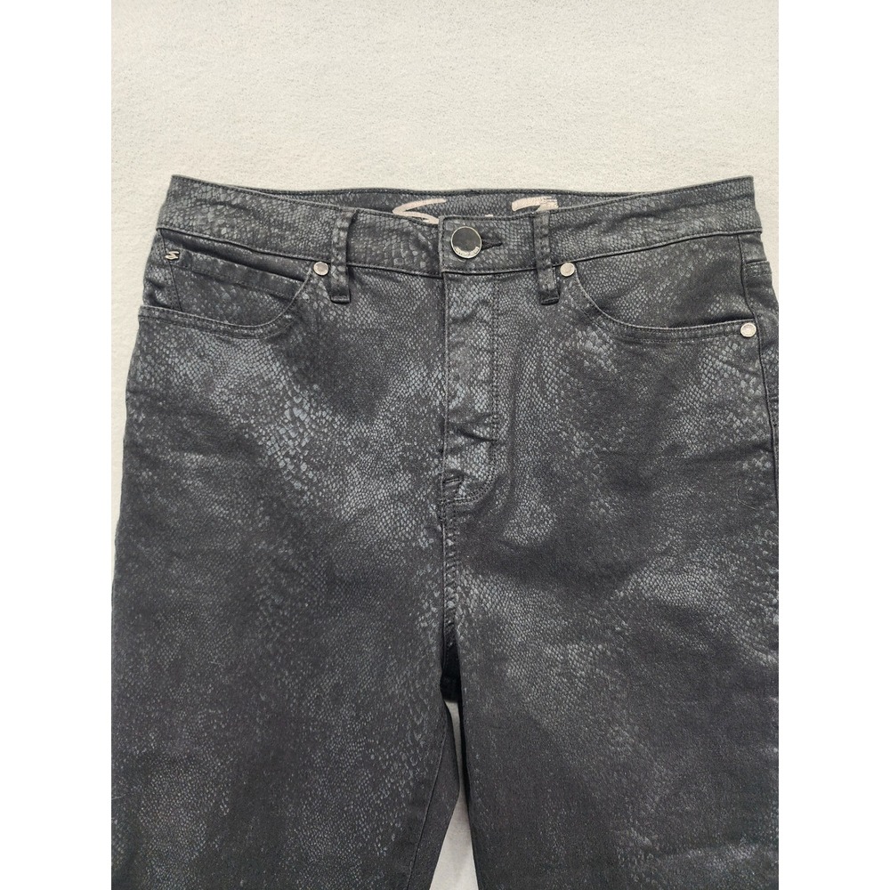 Seven7 Ultra High Rise Skinny Jeans Black Snakeskin Animal Print Pants Size 10 - Picture 4 of 15